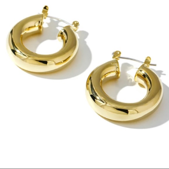 💛18K gold round hoop earrings - Picture 4 of 6